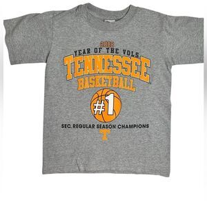 Vintage Kids Youth Gray 2008 Tennessee Vols Basketball T-Shirt SEC Champions - S